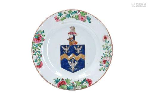 A famille rose Chine de commande porcelain dish, decorated w...