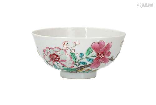 A famille rose porcelain bowl, decorated with a cherry bloss...