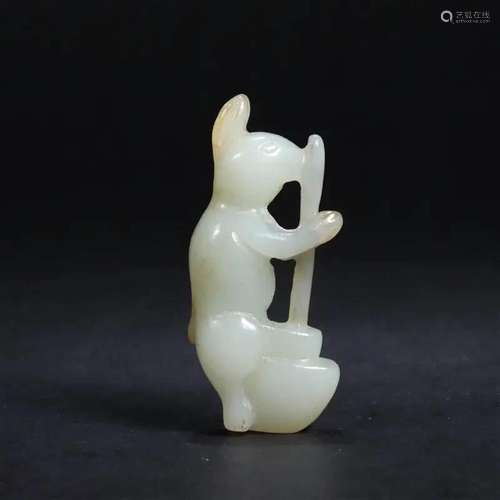 Khotan Jade Hare Preparing Drug Ornament