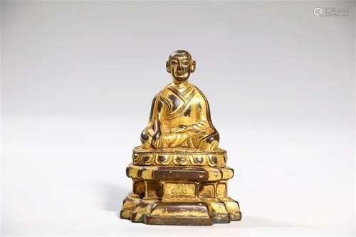 Gilt Bronze Guru Statue