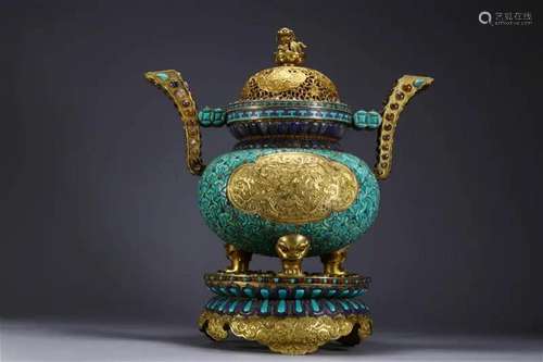 Gilt Silver Turquoise Censer