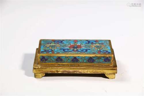 Gilt Bronze Cloisonne Enamel Floral Square Censer