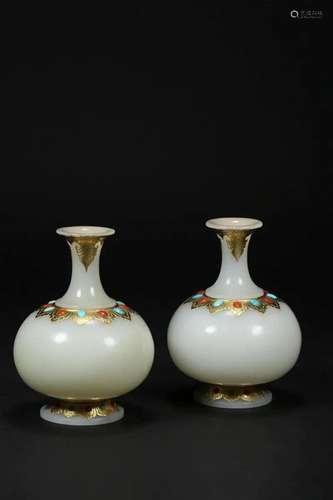 A Pair of Khotan Jade Vases