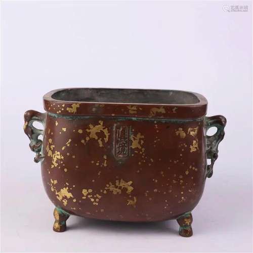 Bronze Double-eared Square Censer