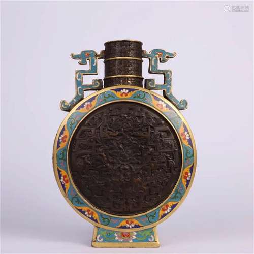 Cloisonne Enamel Floral Moon Flask