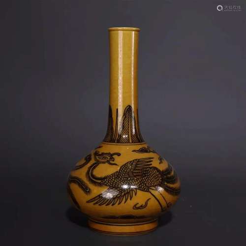 Yellow Glaze Phoenix Bottle Vase