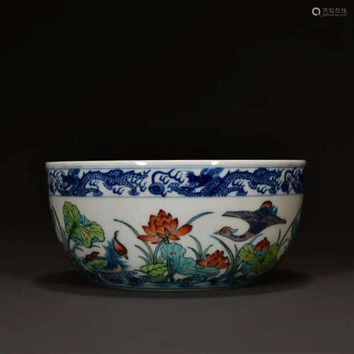 Doucai Lotus Mandarin Bowl