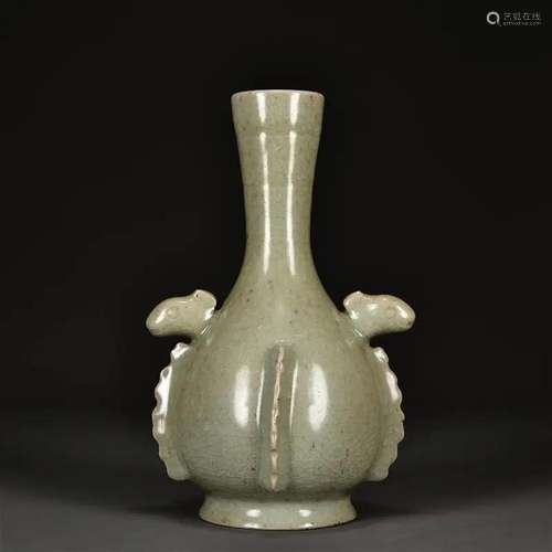 Ru-type Celadon Double-eared Bottle Vase