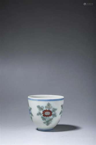 Blue And White Doucai Flower Cup