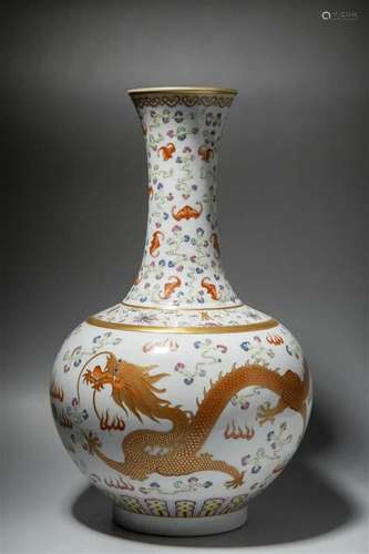 Famille Rose Dragon And Phoenix Vase