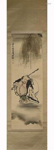 Chinese Monk Painting, Hanging Scroll, Wu Changshuo Mark