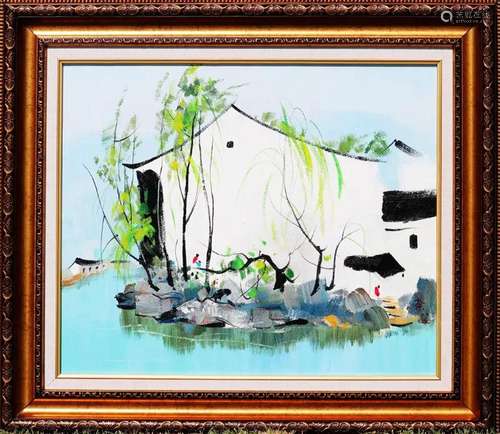 A Framed Oil Painting (Wu GuanZhong)