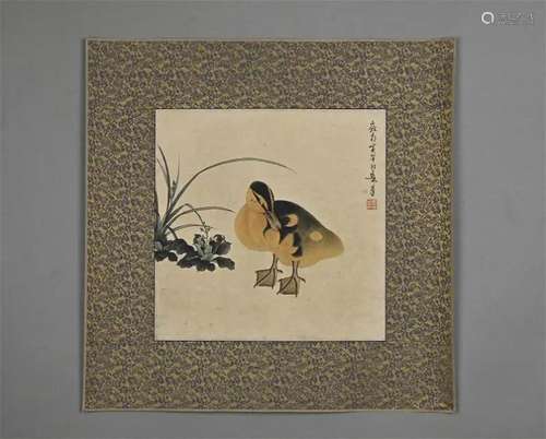 Chinese Duck Painting on Paper, Huang Hanwu Mark