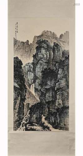 Chinese Landscape Painting, Ink and Color on Paper, Wei Zixi...