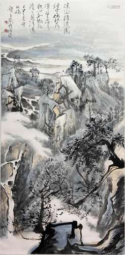 Chinese Landscape Painting, Ink and Color on Paper, Hanging ...