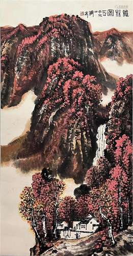 Chinese Landscape Painting, Ink and Color on Paper, Hanging ...