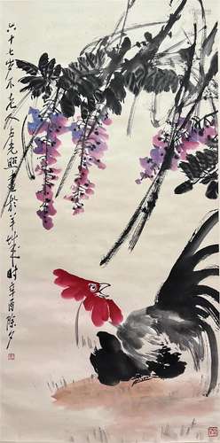 Chinese Flower And Bird Painting, Ink and Color on Paper, Ha...