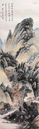 Chinese Landscape Painting, Ink and Color on Paper, Hanging ...