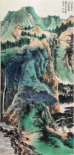 Chinese Landscape Painting, Ink and Color on Paper, Hanging ...