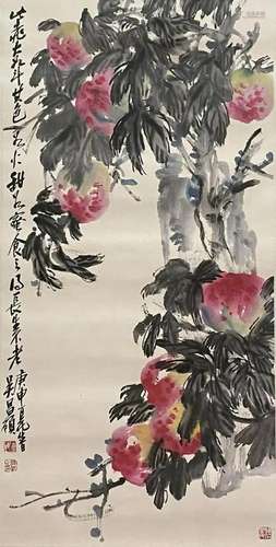 Chinese Flower And Bird Painting, Ink and Color on Paper, Wu...