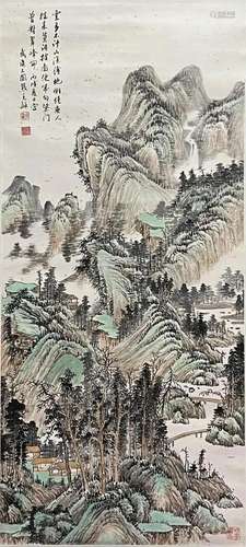 Chinese Landscape Painting, Ink and Color on Paper, Hanging ...