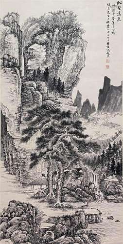 Chinese Landscape Painting, Ink and Color on Paper, Hanging ...