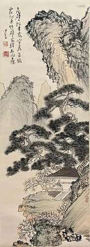 Chinese Landscape Painting, Ink and Color on Paper, Pu Ru Ma...