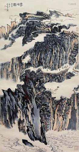 Chinese Landscape Painting, Ink and Color on Paper, Hanging ...