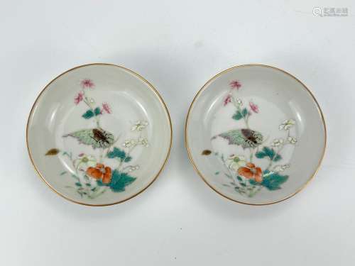 A pair of miniature dishes, marked, Qing Dynasty Pr.