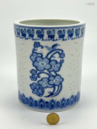 A blue&white porcelain brush pot, purchased in 1980's.