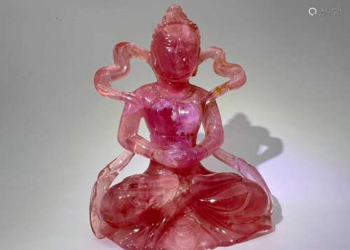 A pink crystal buddaha, Qing Dynasty Pr.