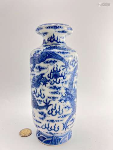 A blue&white porcelain vase, marked, Qing Dynasty Pr.