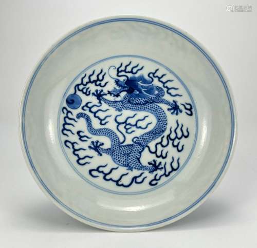 A fine blue&white dish, marked, Qing Dynasty Pr.