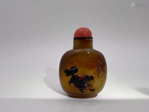 A agate snuff bottle, Qing Dynasty Pr.