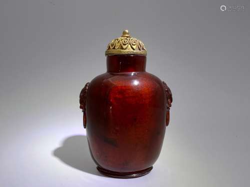 An amber made rare snuff bottle, Qing Dynasty Pr.