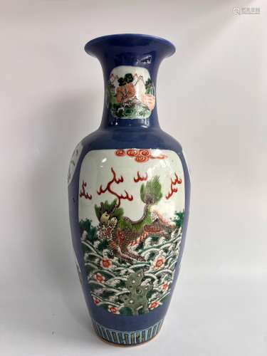 A baluster famille rose vase, Qing Dyansty Pr.