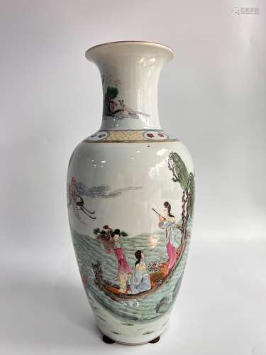 A baluster famille rose vase, Qing Dyansty Pr.