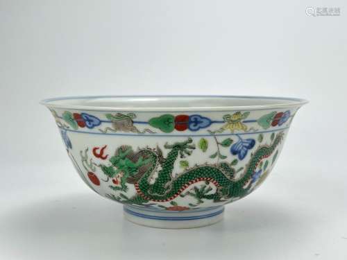 A fine and rare famille rose bowl, marked, Qing Dynasty Pr.