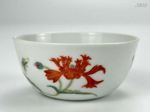 A famille rose cup, marked, Qing Dynasty Pr.
