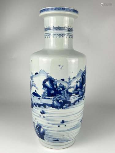 A nature scener depicted blue&white porcelain vase, Kang...