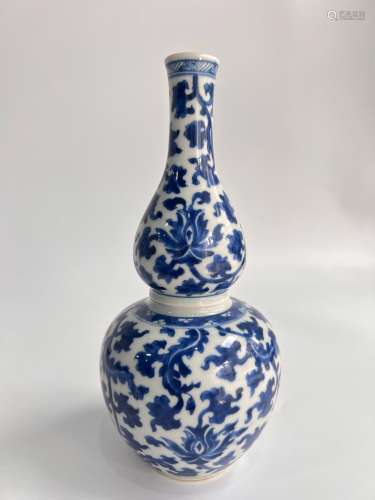 A marked blue&white gourd shaped vase, Kang Xi Pr.