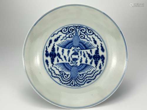 A lager blue&white porcelain plater, Qing Dynasty Pr.