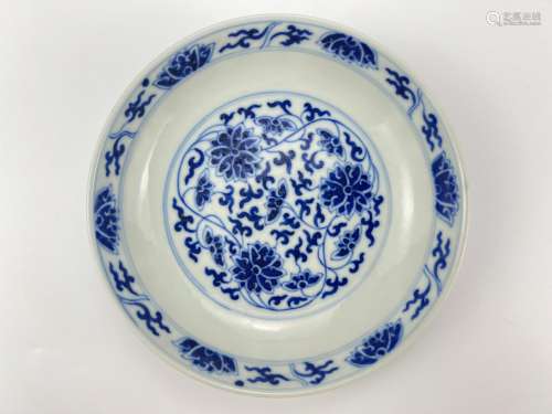 A blue&white plater, marked, Qing Dynasty Pr.