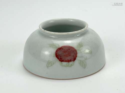 A underglaze red miniature water bouef, marked, Qing Dynasty...