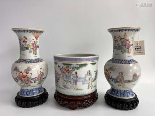 A set of three vases, Qing Dynasty Pr.
