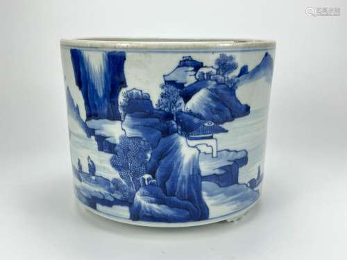 A blue&white brush pot, Kang Xi Pr.