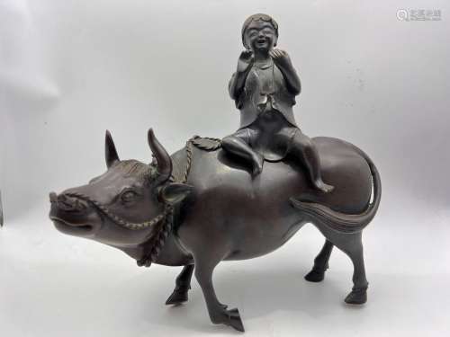 A child riding bronze bull, Qing Dynasty Pr.
