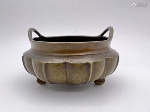A tripodia bronze censor, Qing Dynasty Pr.