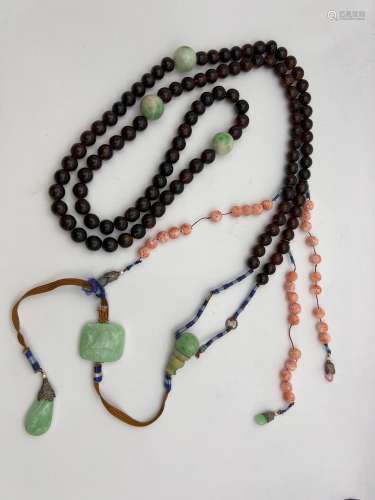 A string of amber beads and precious stones, Qing Dynasty Pr...
