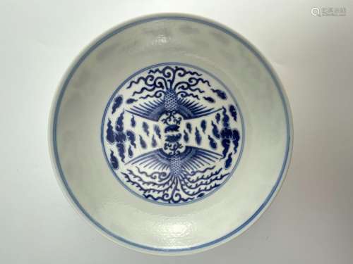 A blue&white dish, marked, Qing Dynasty Pr.